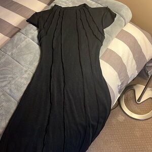 Urban Outfitters women’s black knit, cap sleeve high neck dress with fun details